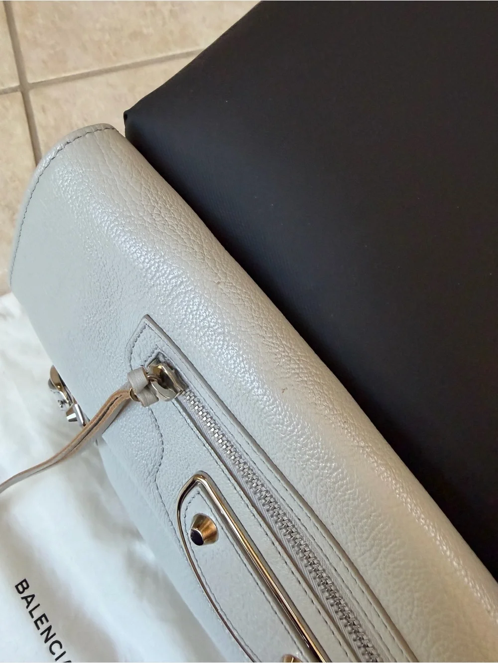 Balenciaga Metal Edge City Envelope Clutch in Gris Perle